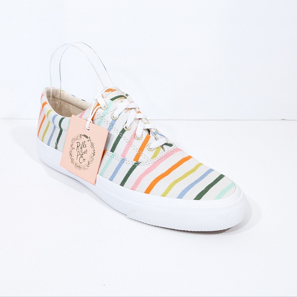 Rifle Paper Co x Keds Sneakers sz 8 New Women Rainbow Striped Shoes Colorful